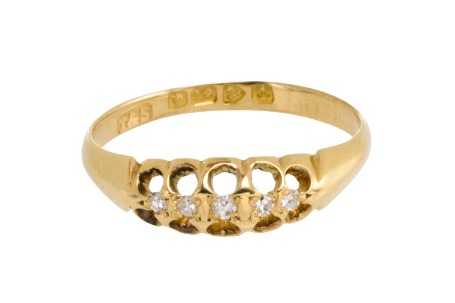 Five stone diamond ring from 1901-Antique rings-The Antique Ring Shop