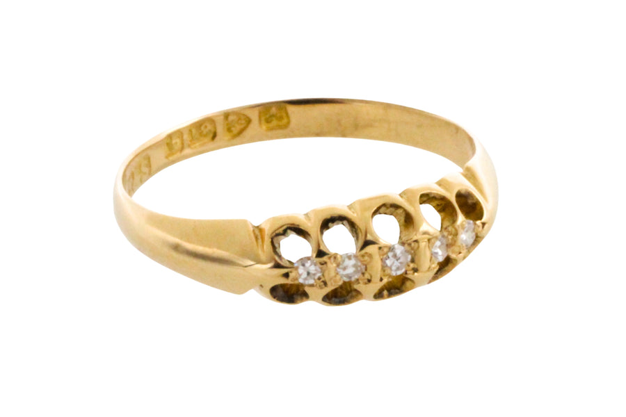 Five stone diamond ring from 1901-Antique rings-The Antique Ring Shop