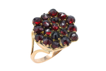 Garnet cluster ring in 14 carat gold-Vintage Rings-The Antique Ring Shop