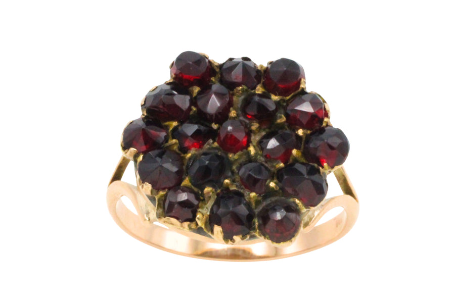 Garnet cluster ring in 14 carat gold-Vintage Rings-The Antique Ring Shop