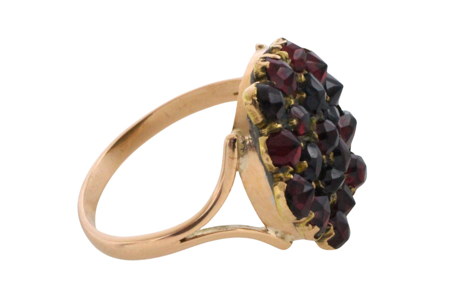 Garnet cluster ring in 14 carat gold-Vintage Rings-The Antique Ring Shop