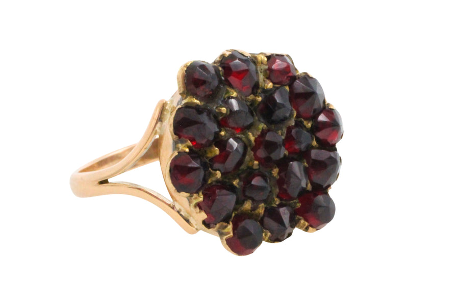 Garnet cluster ring in 14 carat gold-Vintage Rings-The Antique Ring Shop
