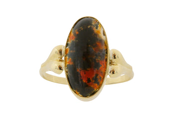 Cabochon mosagaat ring van 14 karaat goud