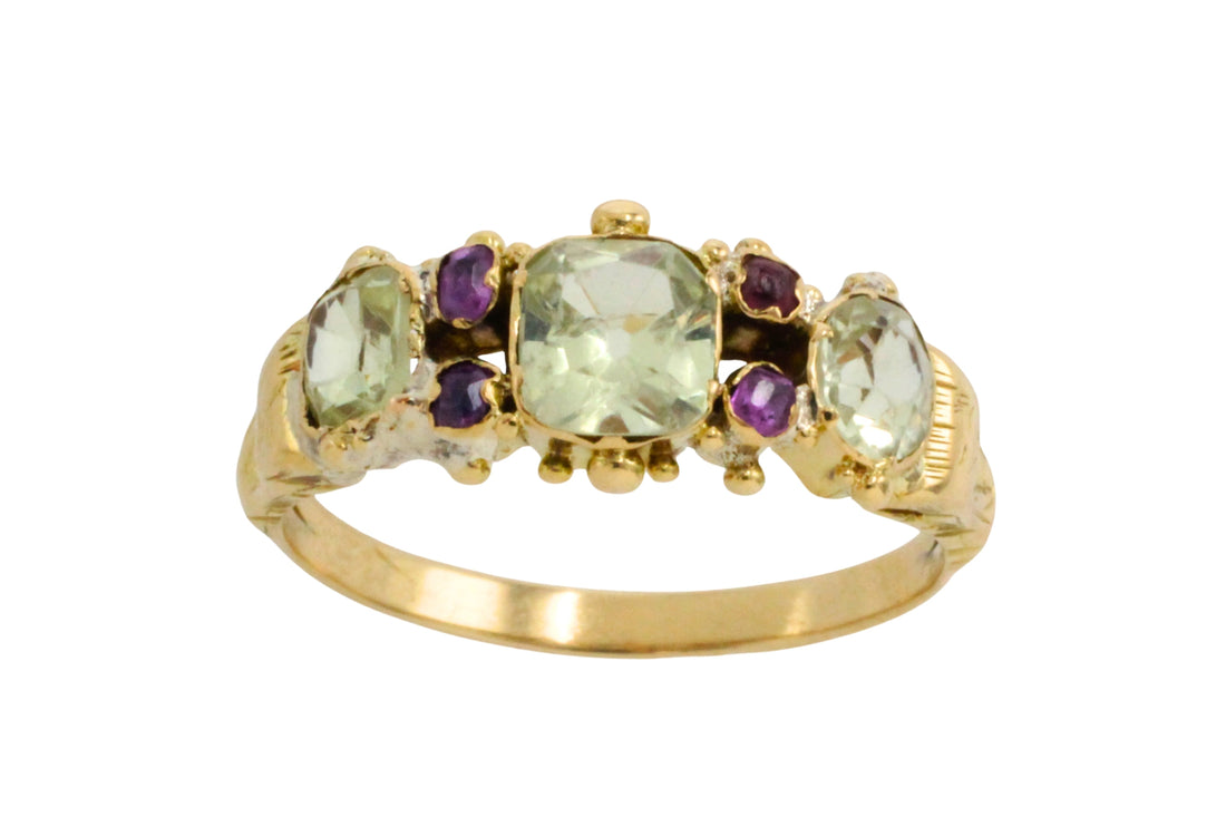 Victorian chrysoberyl and tourmaline ring-Antique rings-The Antique Ring Shop