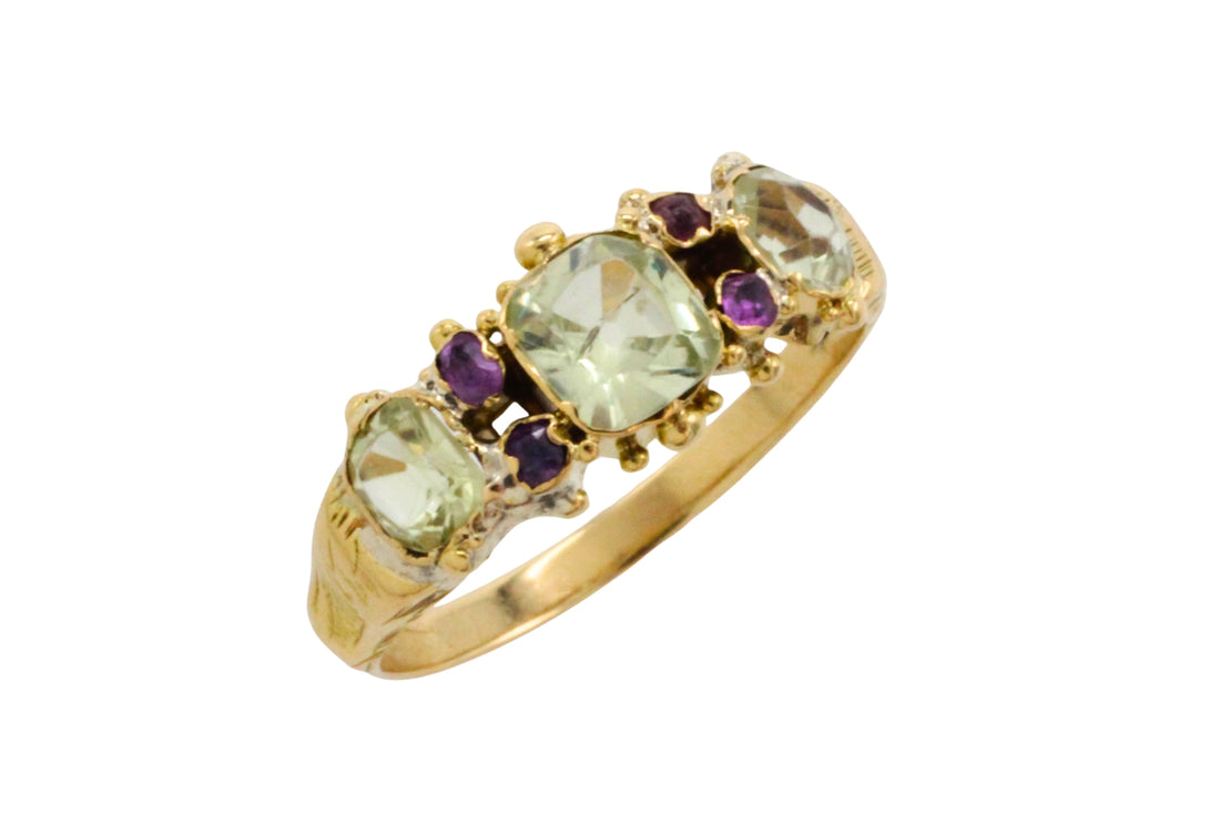 Victorian chrysoberyl and tourmaline ring-Antique rings-The Antique Ring Shop