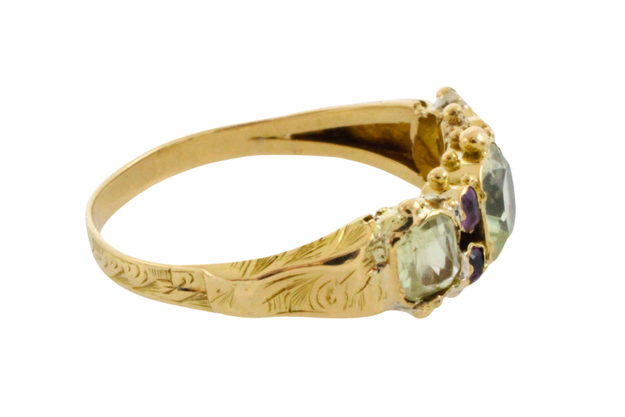 Victorian chrysoberyl and tourmaline ring-Antique rings-The Antique Ring Shop