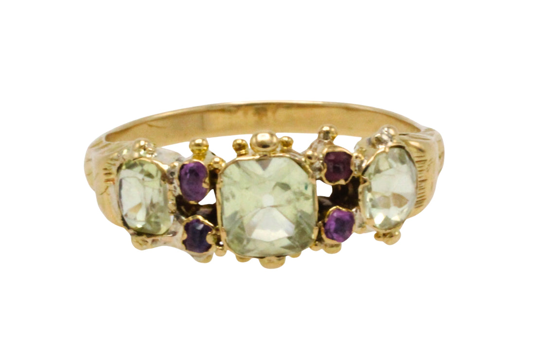 Victorian chrysoberyl and tourmaline ring-Antique rings-The Antique Ring Shop