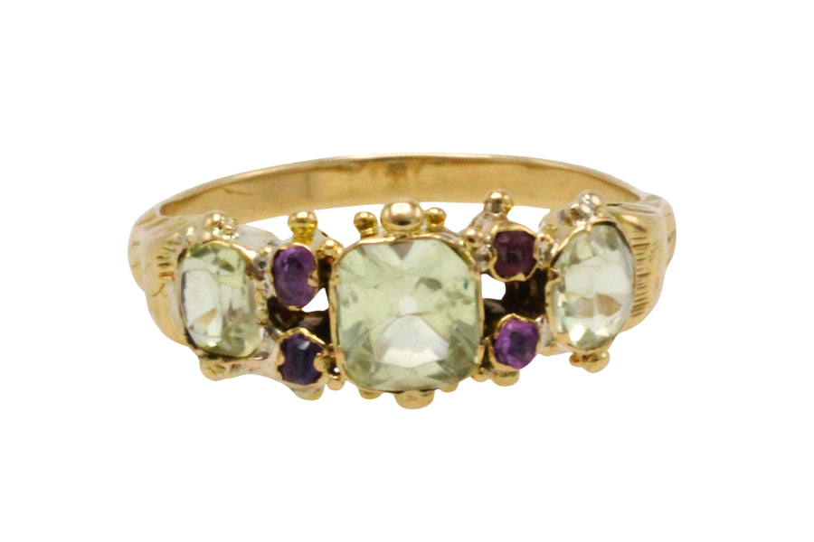 Victorian chrysoberyl and tourmaline ring-Antique rings-The Antique Ring Shop