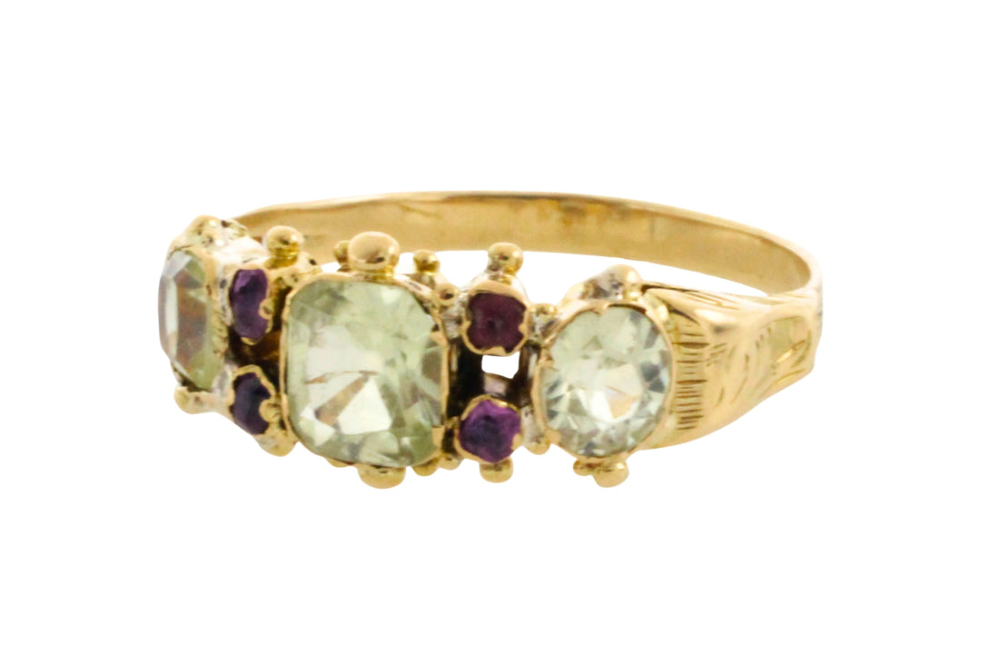Victorian chrysoberyl and tourmaline ring-Antique rings-The Antique Ring Shop