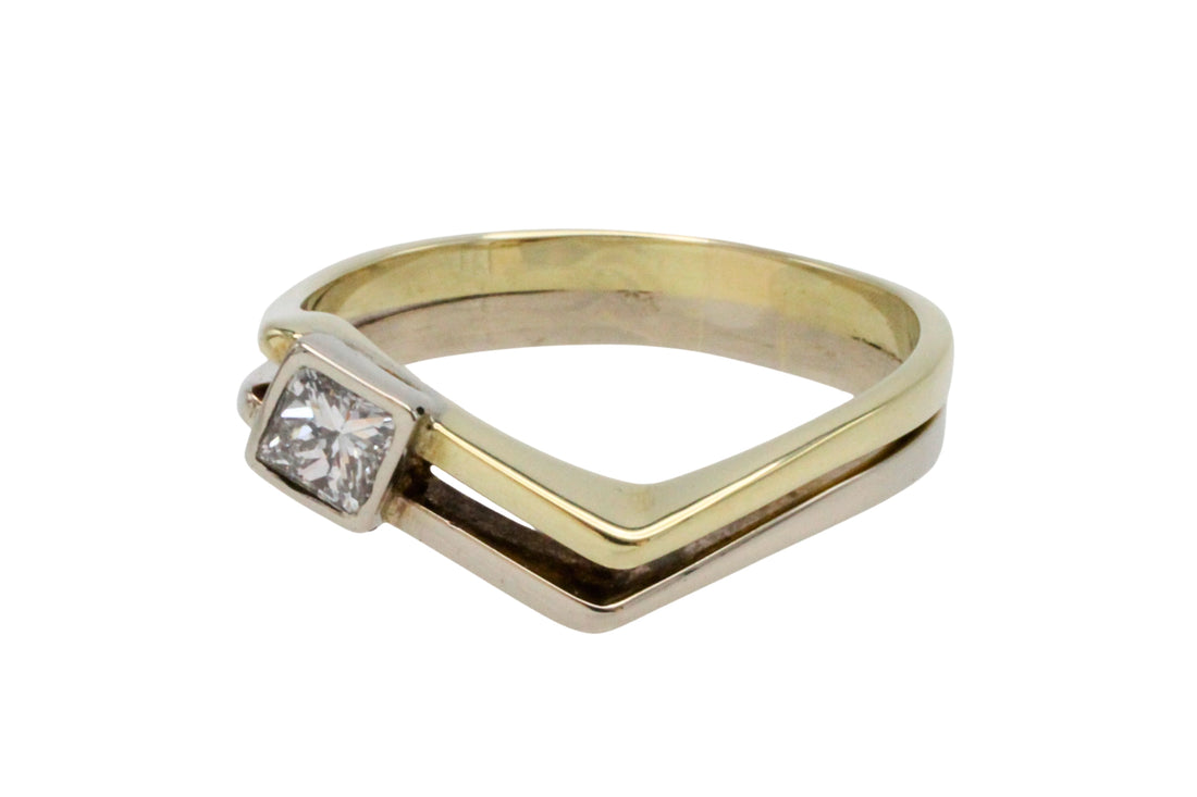 Princess cut diamond ring-Vintage Rings-The Antique Ring Shop