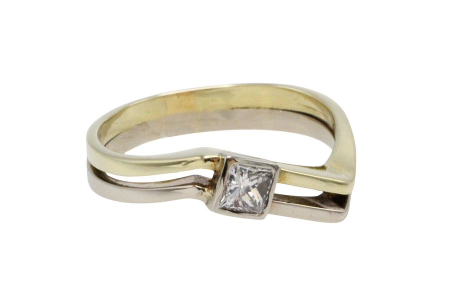 Princess cut diamond ring-Vintage Rings-The Antique Ring Shop