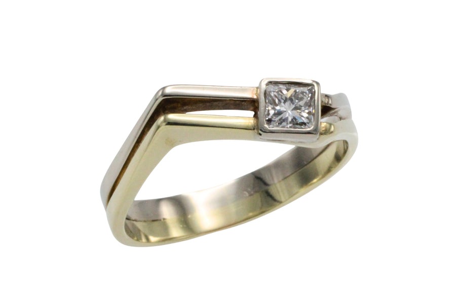 Princess cut diamond ring-Vintage Rings-The Antique Ring Shop
