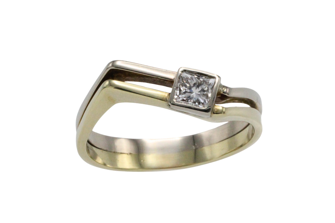 Princess cut diamond ring-Vintage Rings-The Antique Ring Shop