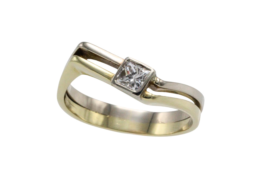 Princess cut diamond ring-Vintage Rings-The Antique Ring Shop