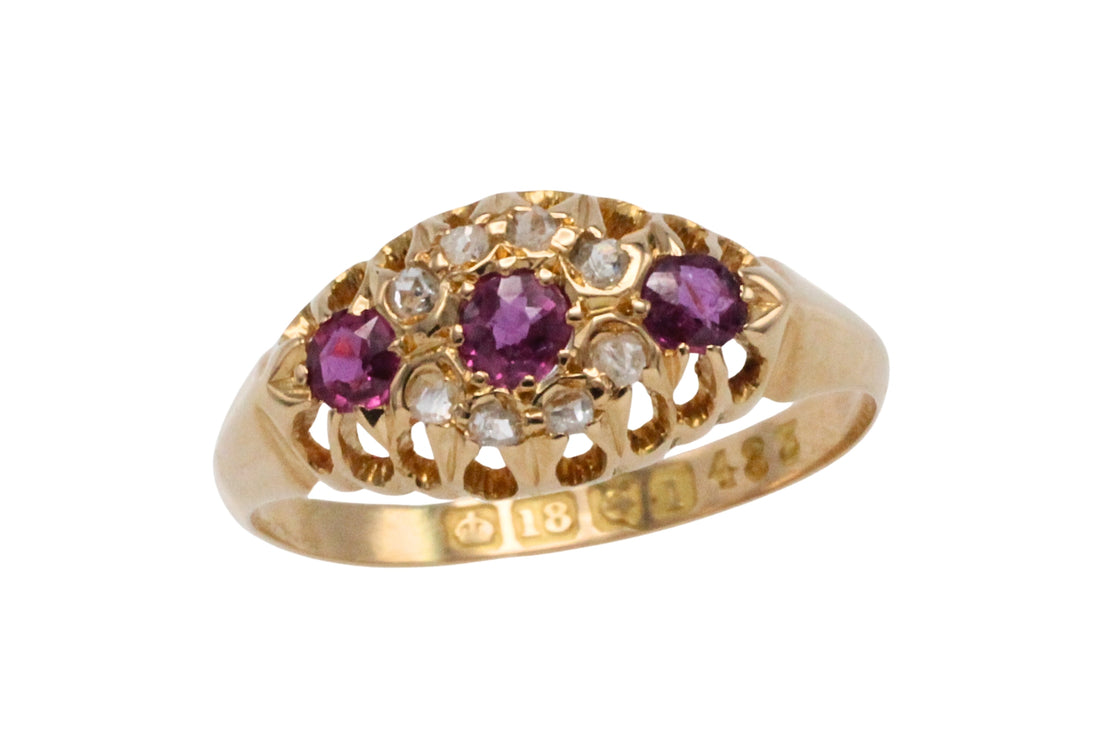 Ruby and rose diamond ring from 1910-The Antique Ring Shop