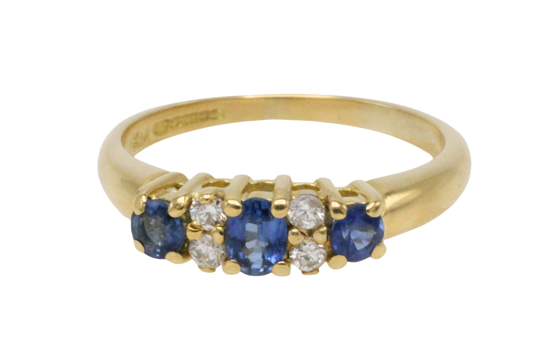 Vintage sapphire and diamond ring in 18 carat gold-The Antique Ring Shop