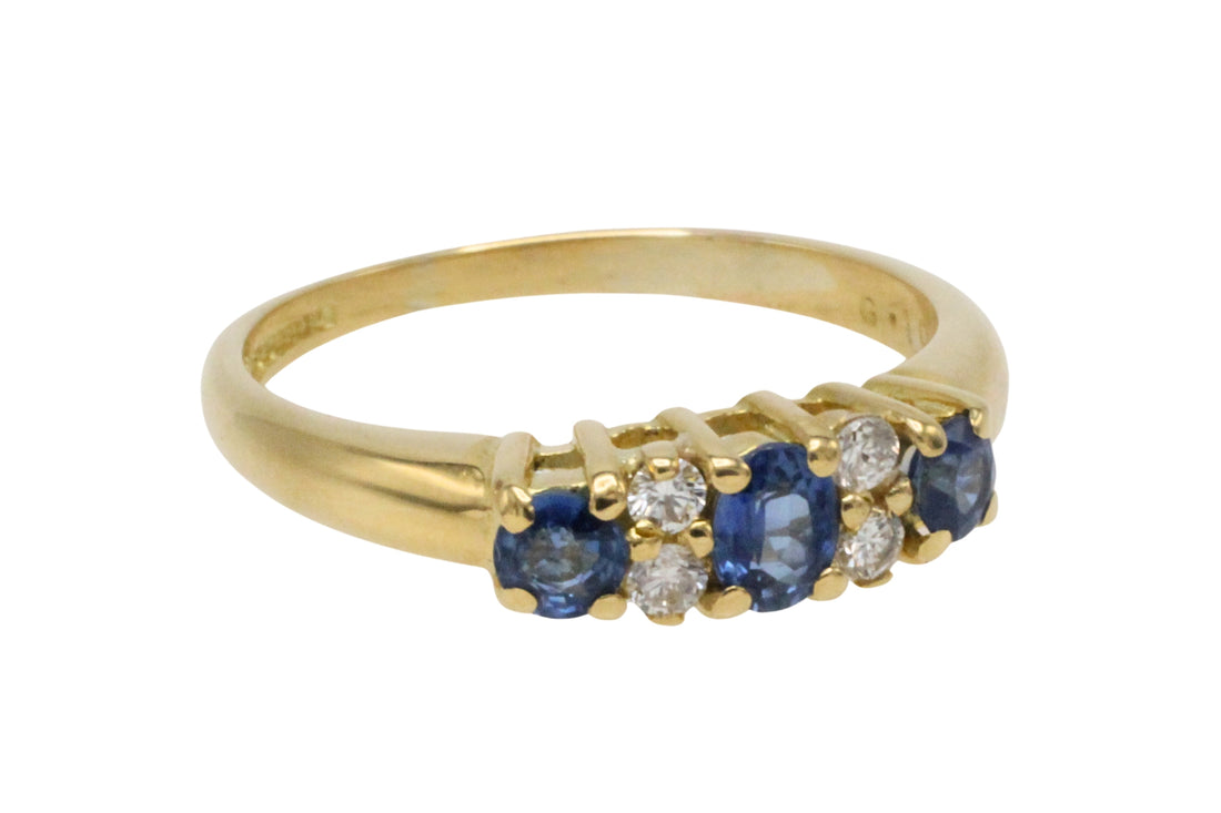 Vintage sapphire and diamond ring in 18 carat gold-The Antique Ring Shop