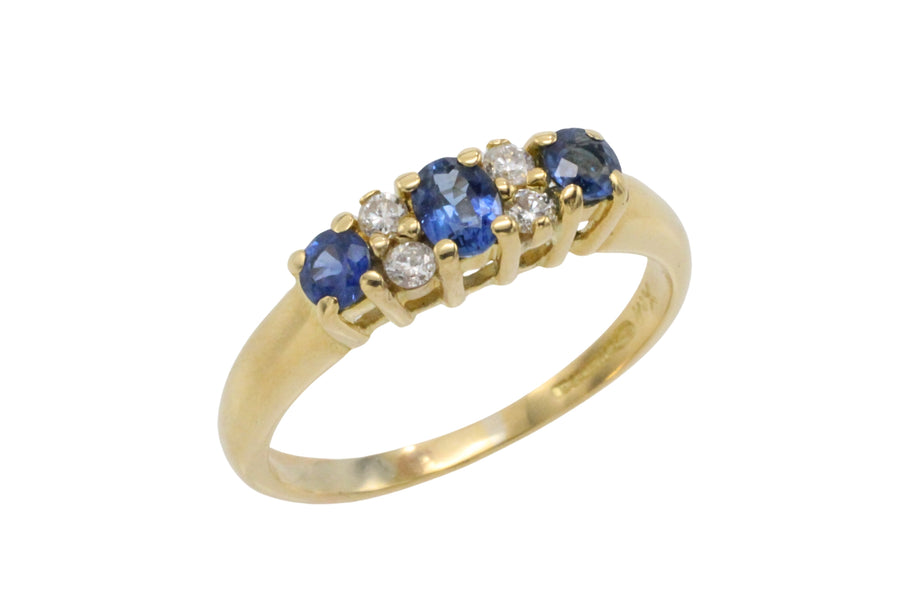 Vintage sapphire and diamond ring in 18 carat gold-The Antique Ring Shop