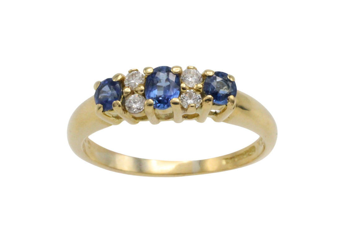 Vintage sapphire and diamond ring in 18 carat gold-The Antique Ring Shop