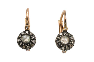 Rose and single cut diamond pendant earrings-The Antique Ring Shop