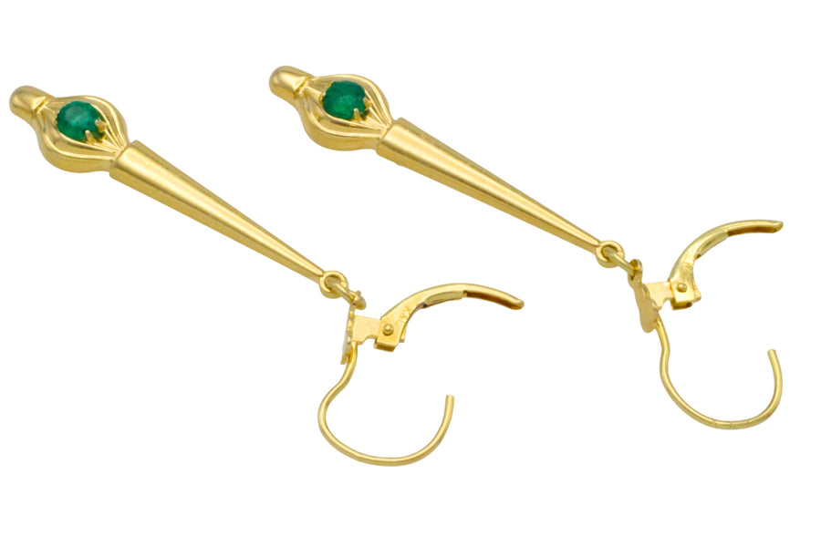Emerald pendant earrings-Earrings-The Antique Ring Shop