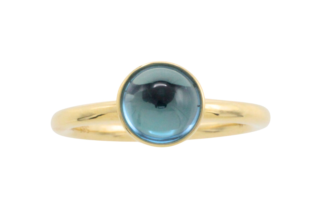 Cabochon blue topaz ring in 14 carat gold-engagement rings-The Antique Ring Shop