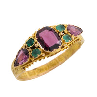 Victorian garnet and emerald ring from 1872-Antique rings-The Antique Ring Shop