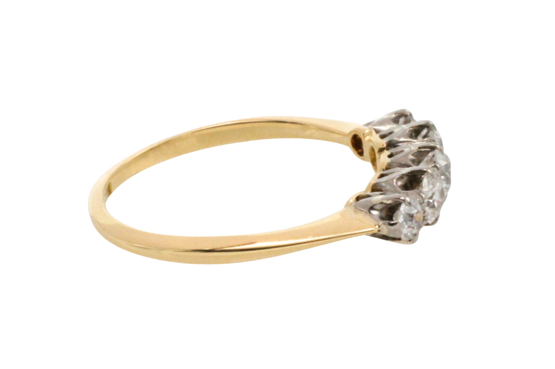 Five stone old cut diamond ring in 18 carat gold