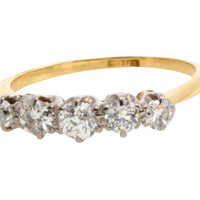 Five stone old cut diamond ring in 18 carat gold