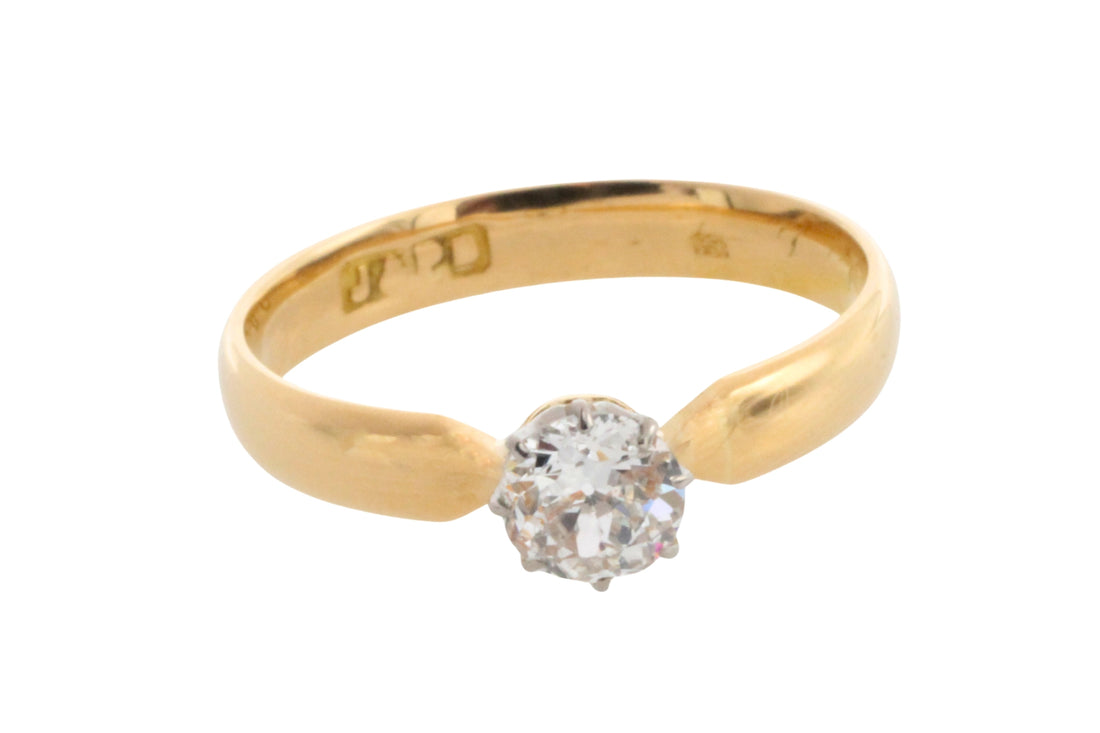 Old cut diamond solitaire ring-engagement rings-The Antique Ring Shop