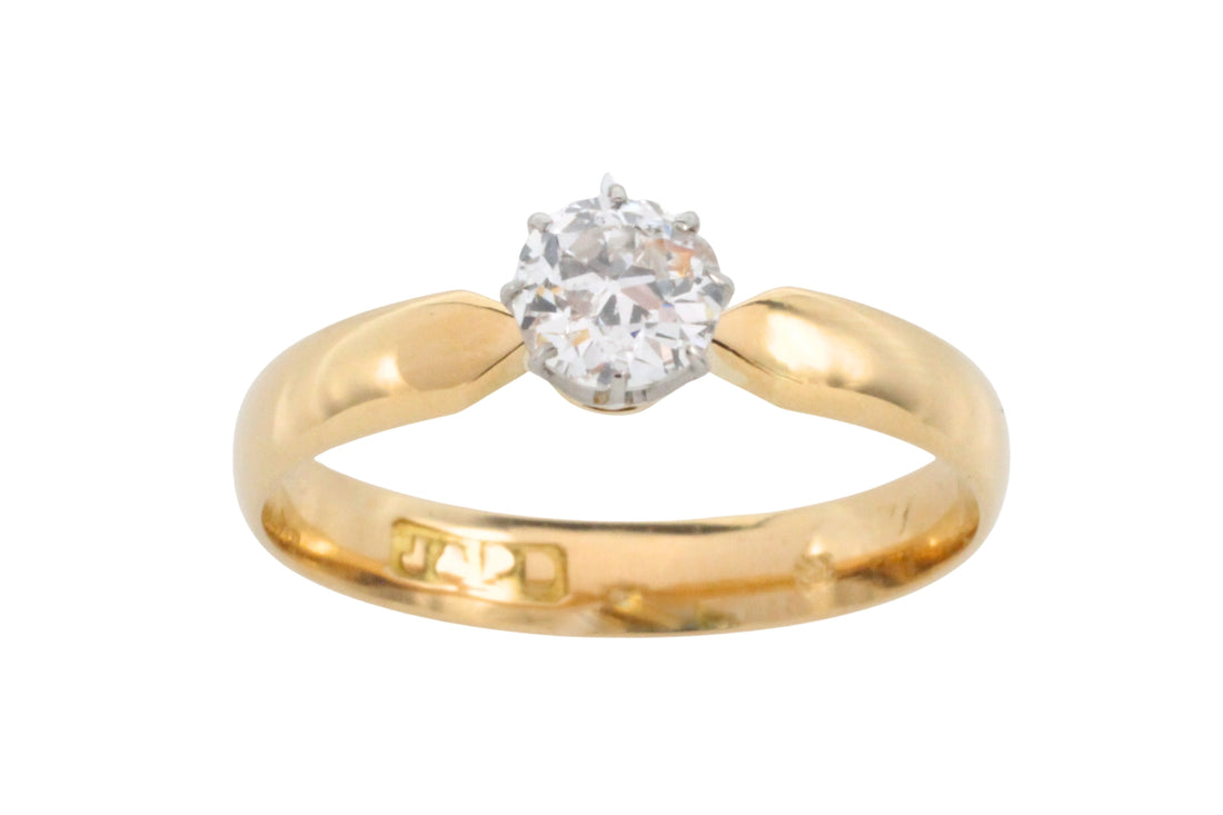 Old cut diamond solitaire ring-engagement rings-The Antique Ring Shop