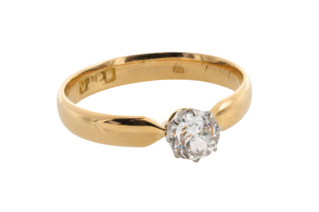 Old cut diamond solitaire ring-engagement rings-The Antique Ring Shop