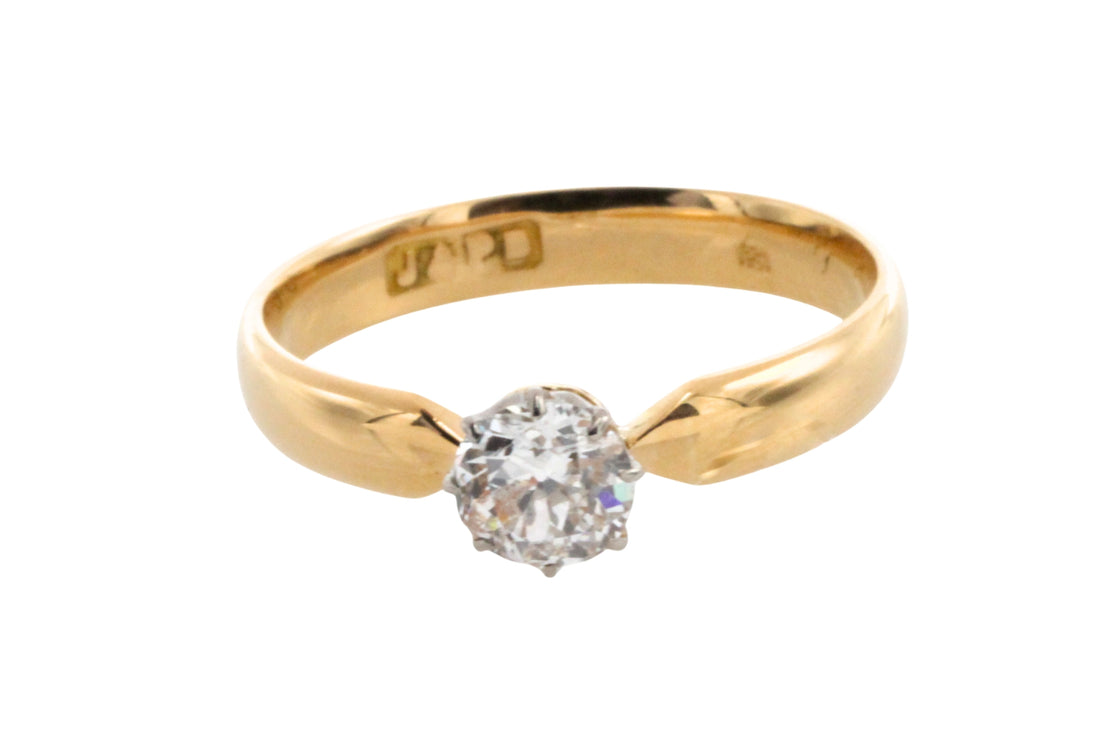 Old cut diamond solitaire ring-engagement rings-The Antique Ring Shop