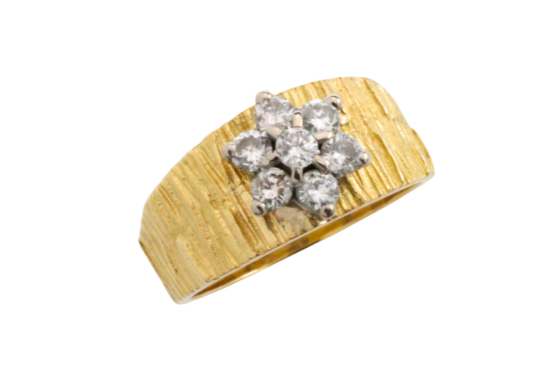 Vintage bark testured diamond ring-Vintage Rings-The Antique Ring Shop