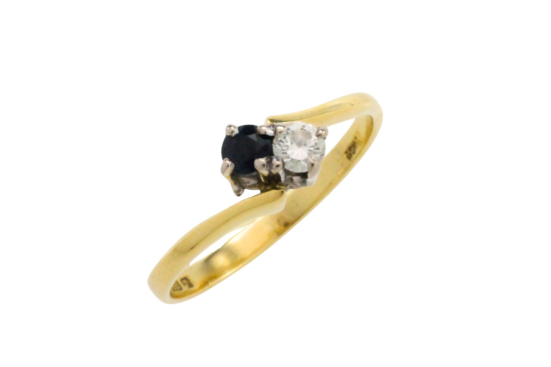 Sapphire and diamond Toi et Moi ring-The Antique Ring Shop