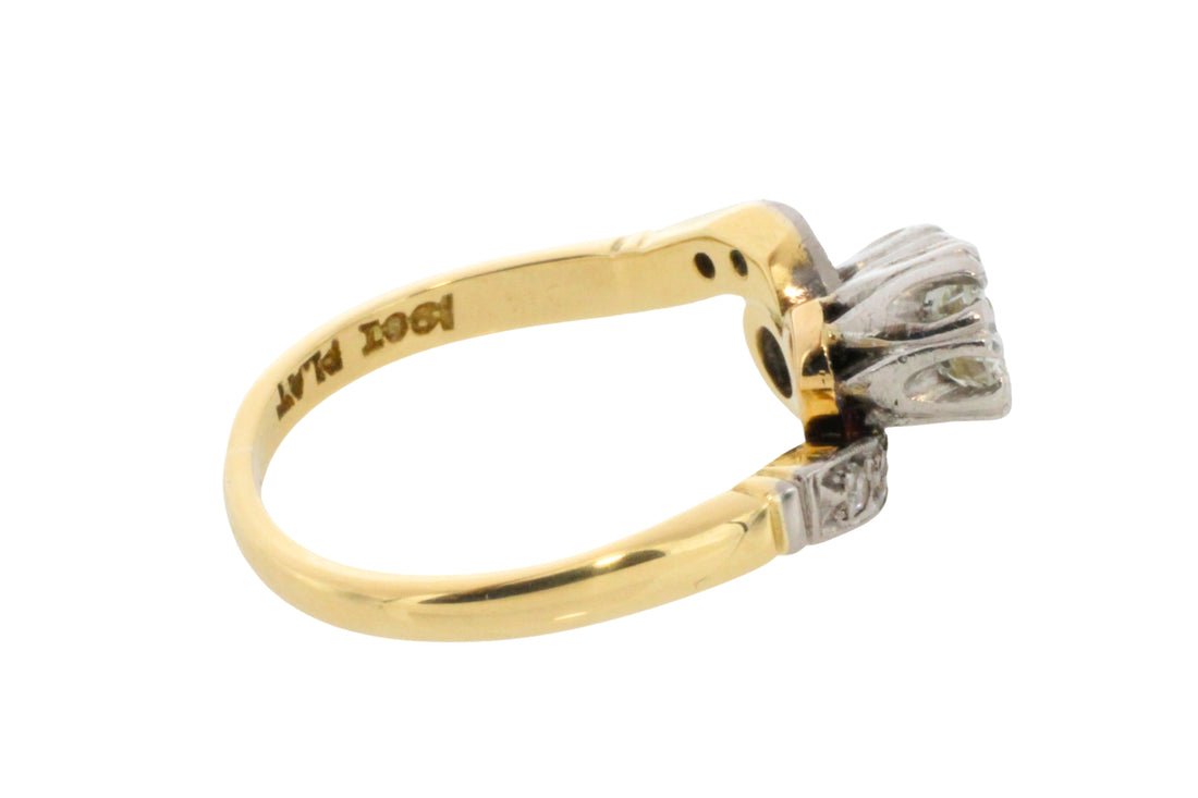 Diamond Toi et Moi ring in 18 carat gold and platinum-engagement rings-The Antique Ring Shop
