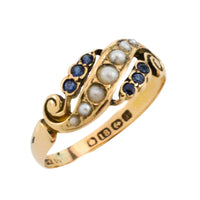 Edwardian sapphire and pearl ring from 1908