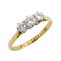 Vintage three stone brilliant cut diamond ring-engagement rings-The Antique Ring Shop