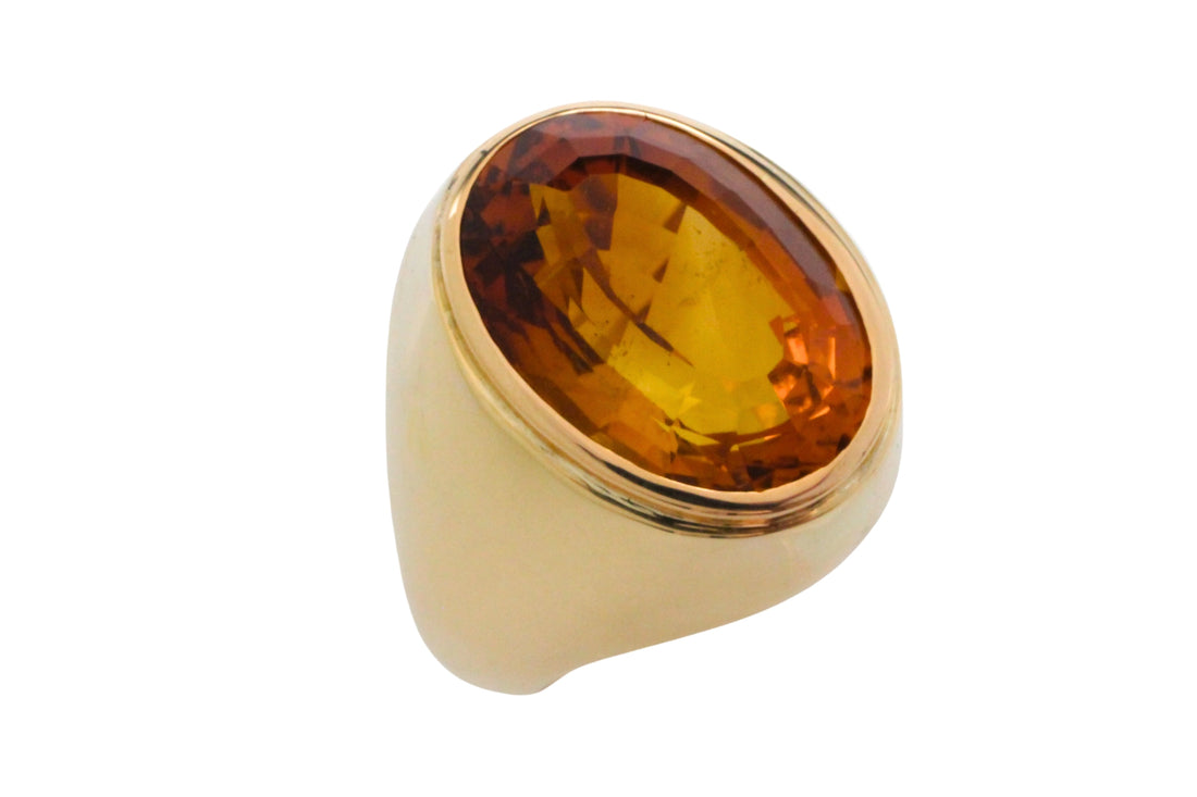 Oval Citrine ring in 14 carat gold-gents rings-The Antique Ring Shop