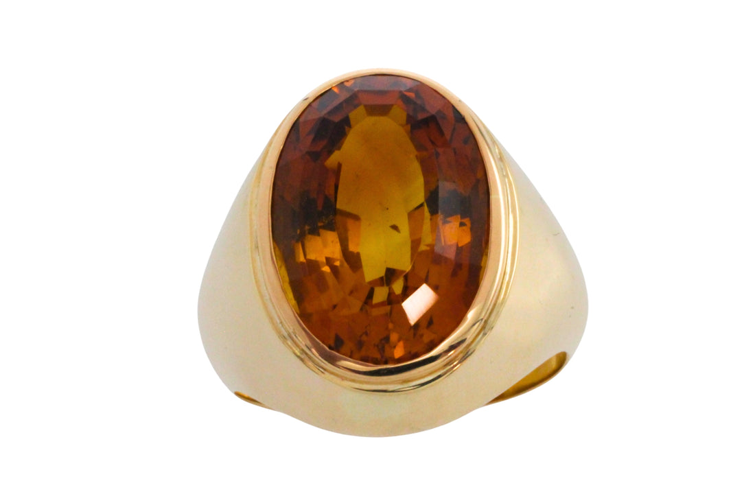 Oval Citrine ring in 14 carat gold-gents rings-The Antique Ring Shop