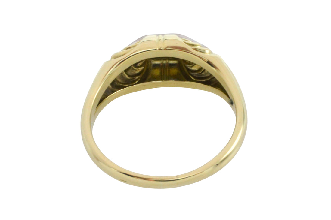 Tourmaline and diamond ring in 14 carat gold-Vintage Rings-The Antique Ring Shop