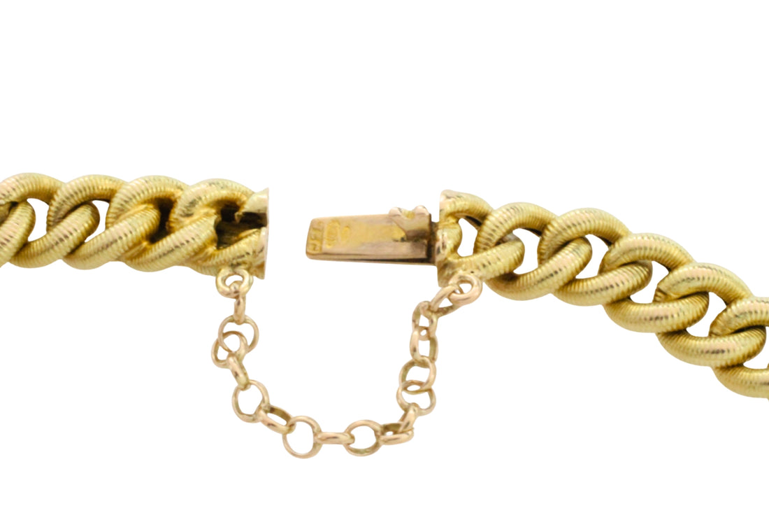Vintage gourmet bracelet with rope links-Bracelets-The Antique Ring Shop