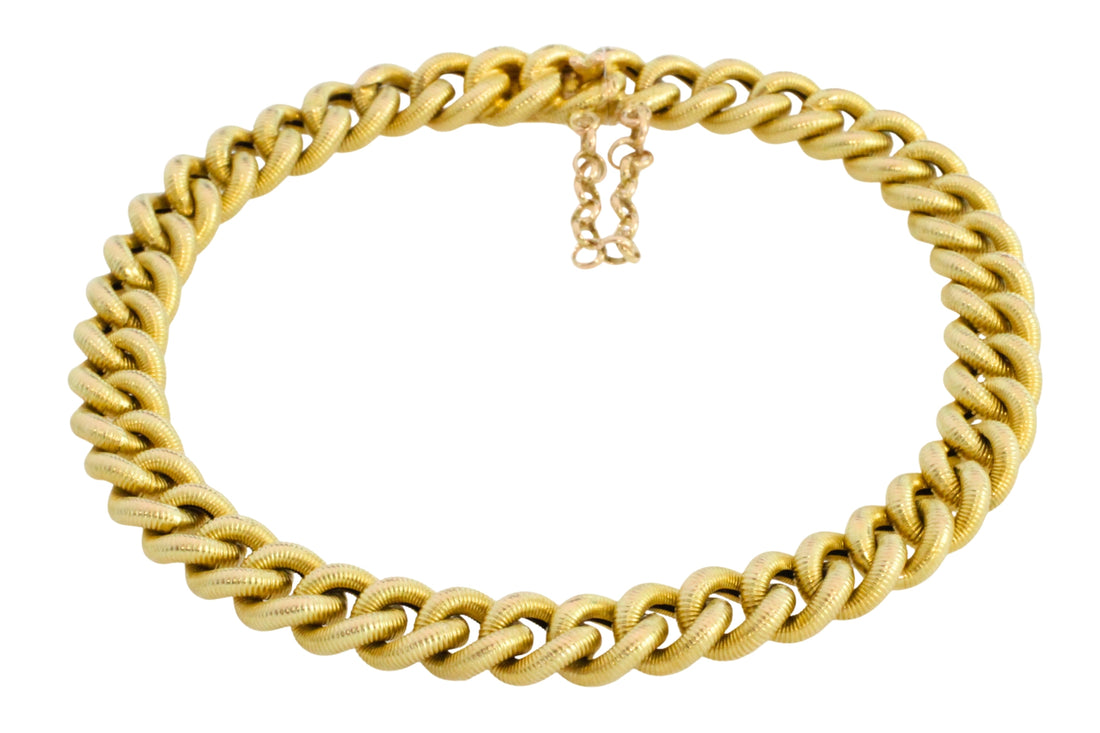 Vintage gourmet bracelet with rope links-Bracelets-The Antique Ring Shop