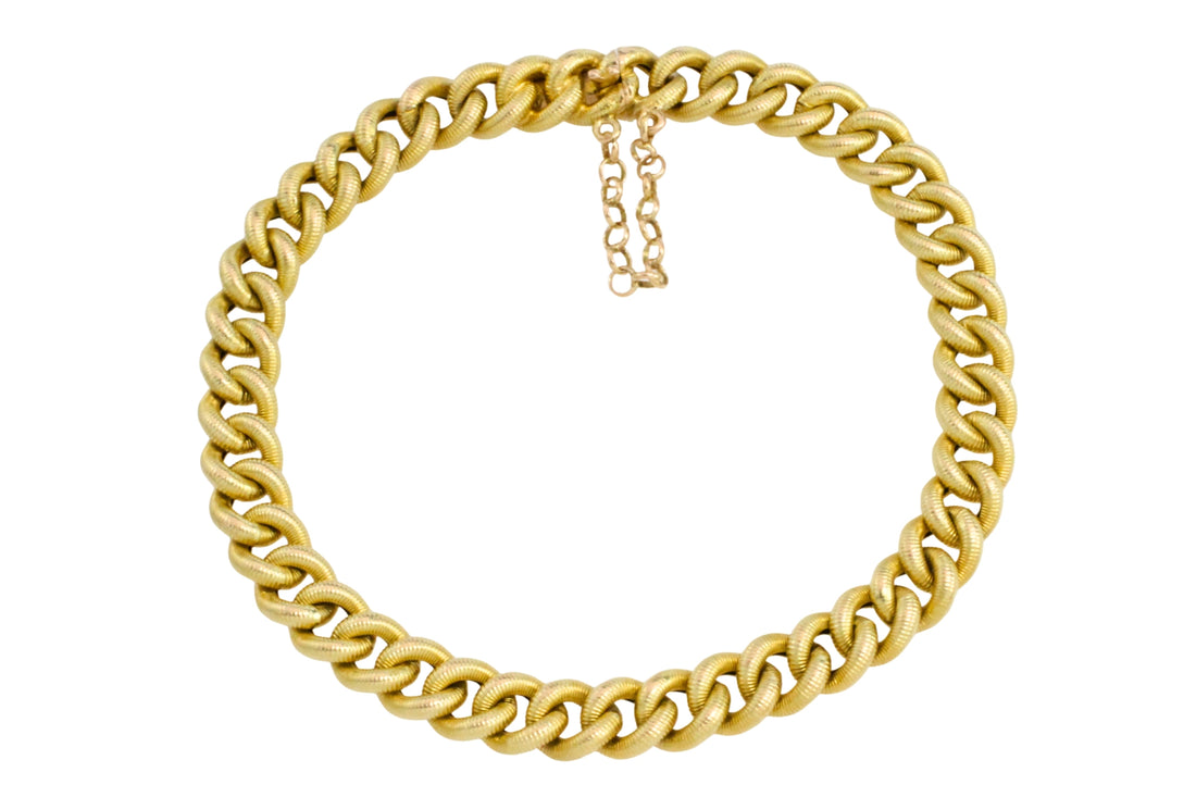 Vintage gourmet bracelet with rope links-Bracelets-The Antique Ring Shop