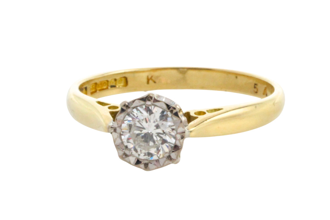 Vintage brilliant cut diamond solitaire ring-engagement rings-The Antique Ring Shop