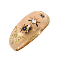Sapphire and diamond gypsy ring from 1911-Antique rings-The Antique Ring Shop