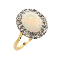 Vintage opal and diamond cluster ring-Vintage Rings-The Antique Ring Shop
