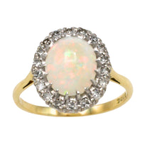 Vintage opal and diamond cluster ring-Vintage Rings-The Antique Ring Shop