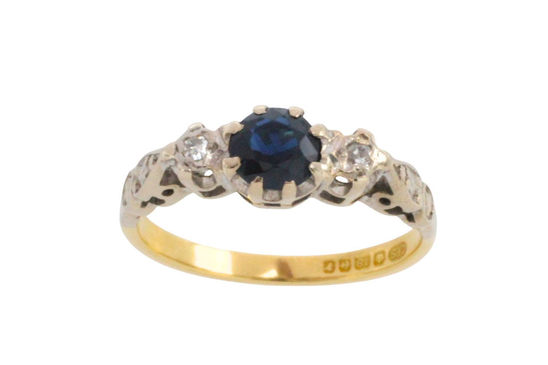 Vintage sapphire and diamond ring
