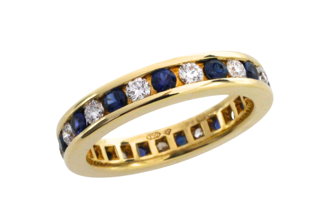 Sapphire and diamond eternity band in 18 carat gold-Vintage Rings-The Antique Ring Shop